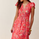 Robe Lyre imprimé corail