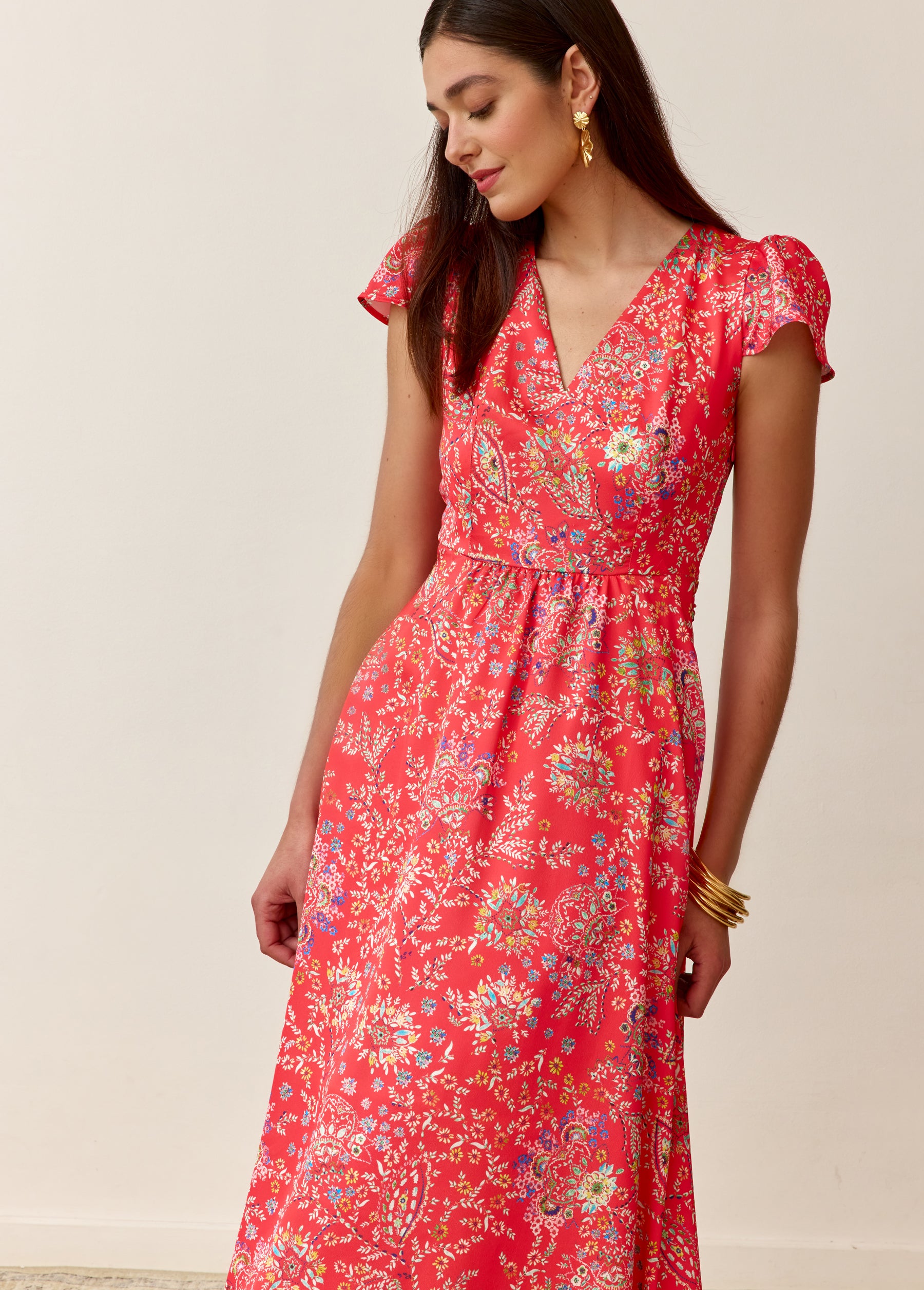 Robe Lyre imprimé corail