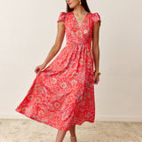 Robe Lyre imprimé corail