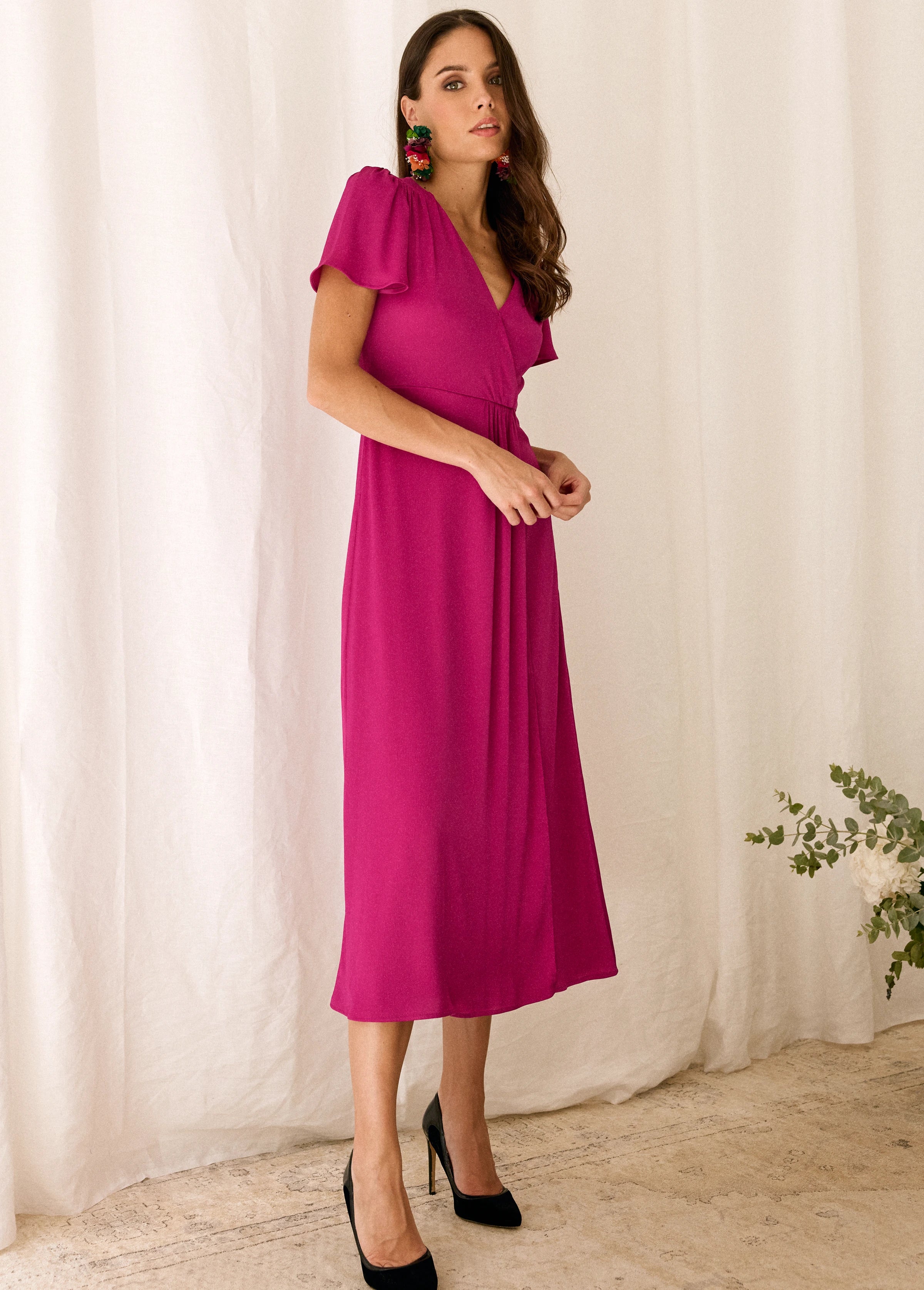 Talia Drawstring Robe Robe Talia Magenta Violine – Apoluze