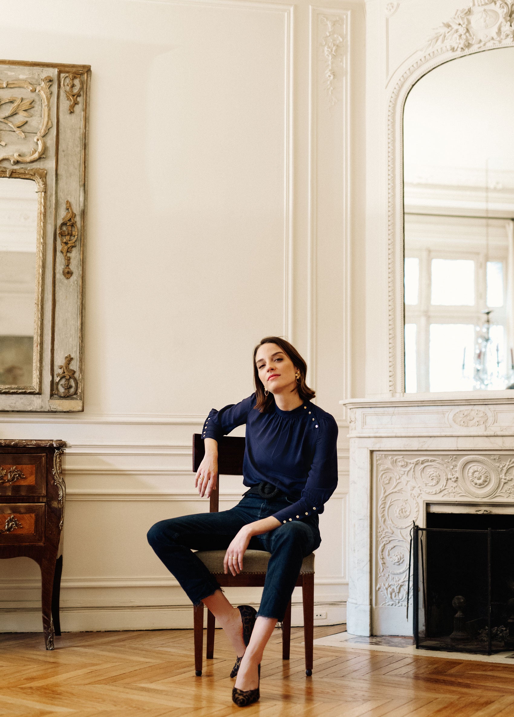 Top Palazzo bleu marine