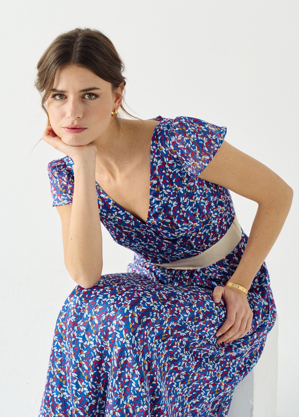 Robe Fermo imprimé pétales roses & bleus