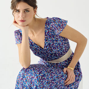 Robe Fermo imprimé pétales roses & bleus
