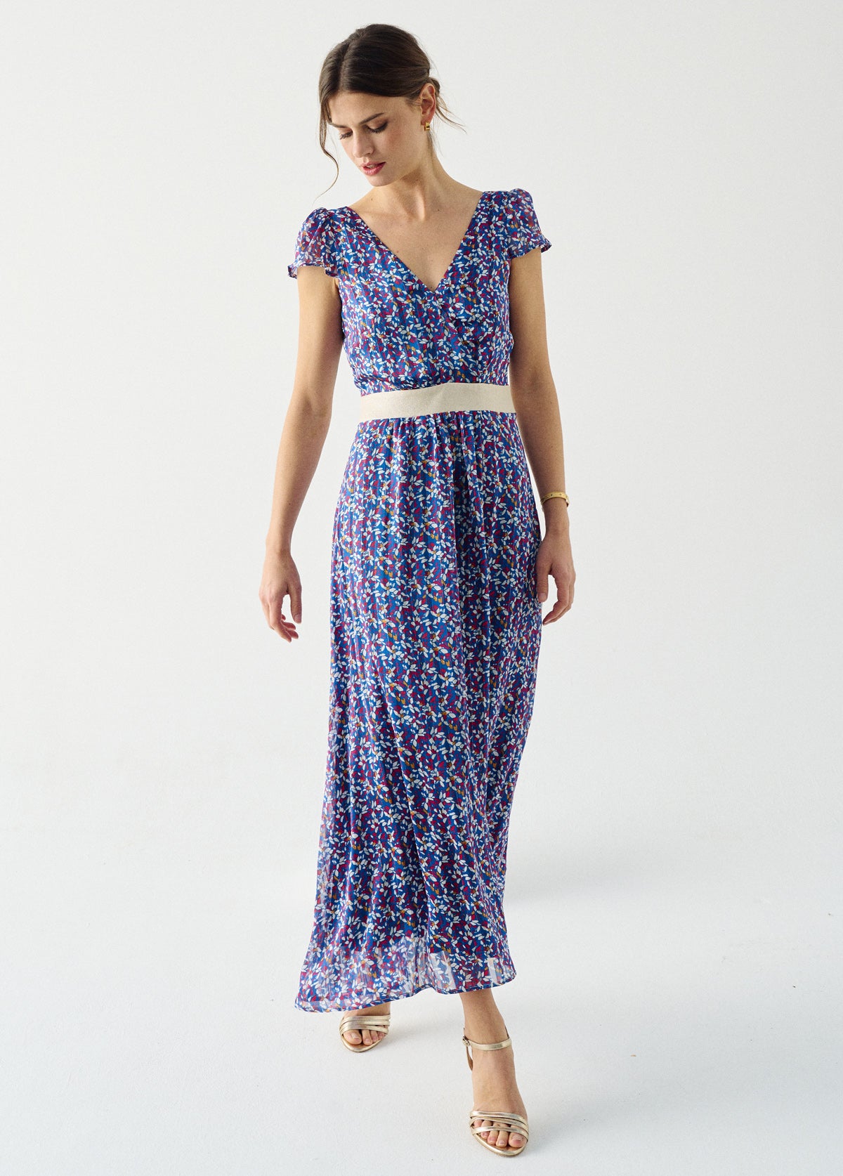 Robe Fermo imprimé pétales roses & bleus
