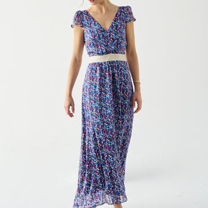 Robe Fermo imprimé pétales roses & bleus